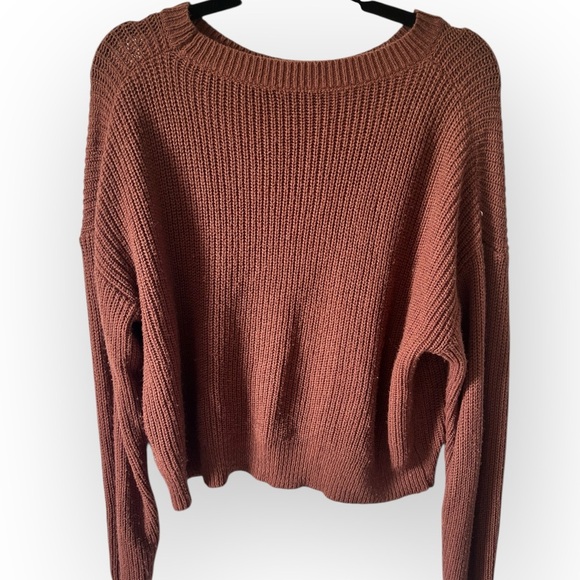 SHEIN Sweaters - SHEIN Brown Crew Neck Ribbed Knit Sweater